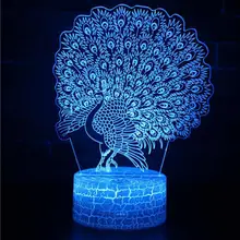 Павлин Сова вечерние украшения 3d лампы Рождественские декоративные лампочки очаровательный рисунок для детей украшение комнаты 3D ночник