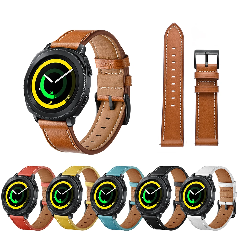 Ремешок из натуральной кожи для samsung galaxy watch active/42 мм sport gear S2 classic 20 мм ремешок для часов Смарт-часы браслет SM-R500