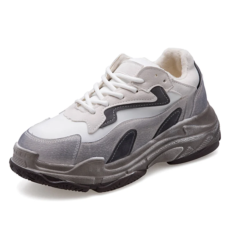 

2019 New Spring Fashion Dirty Black Sneakers Women Casual Shoes Chunky Sneakers Winter Canvas Platform Sneakers Chaussure Femme