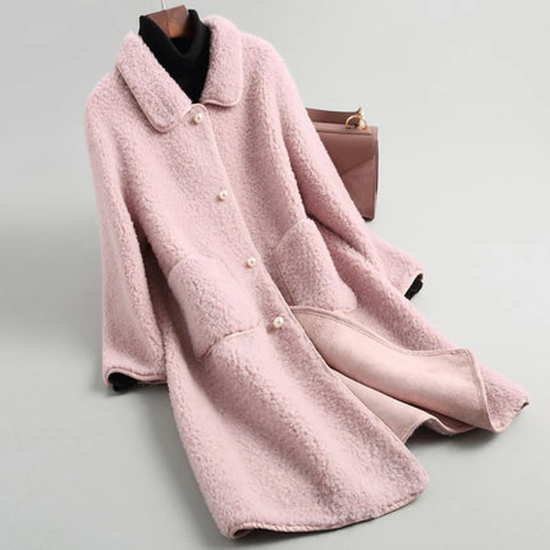 

Real Fur Coat 2019 Autumn Winter 100% Wool Coat Female Long Sheep Shearing Fur Coats Lady Alpaca Lamb Overcoat Abrigo Mujer L444