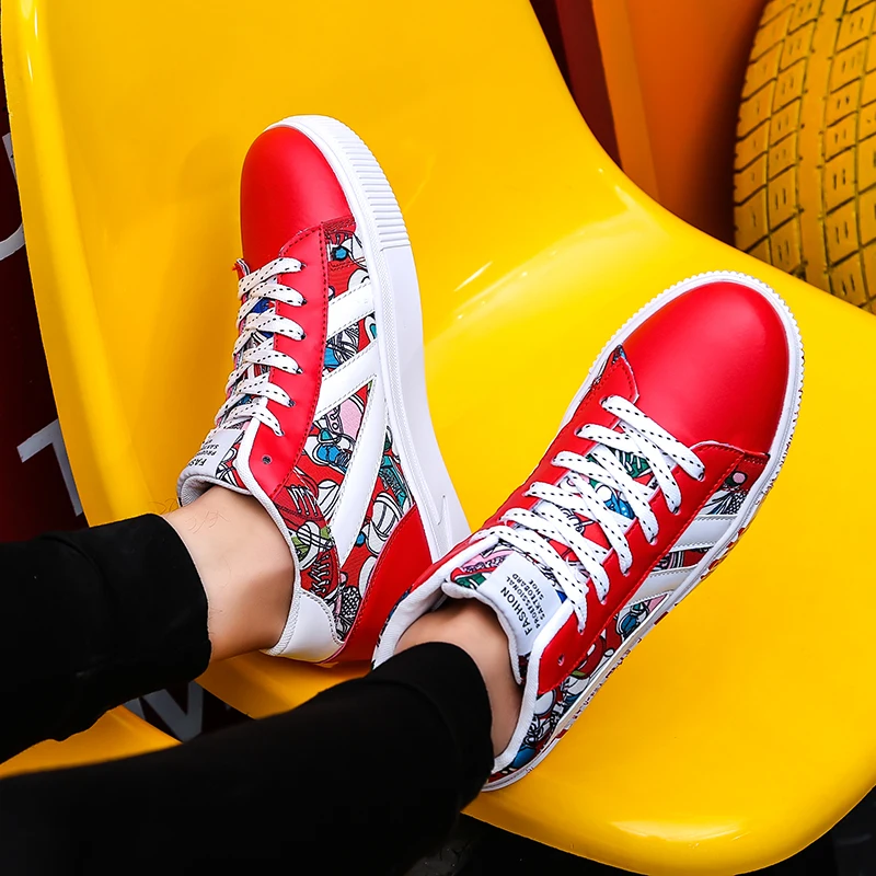  Graffiti Women Sneakers Cool Shoes High Top Boots Woman White Shoes High Top Running Shoes for Men 