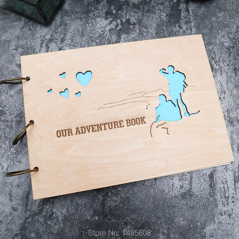 

Our Adventure Book Wedding Guest Book , Rustic Guest Book,heart tree Wedding Guestbook, Wooden wedding gift