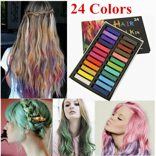 24 Colors Short Temporary Hair Chalk Non Toxic Hair Pastels