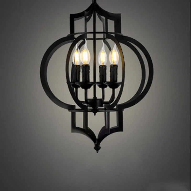 Retro Black iron lamp living room chandelier wholesale creative