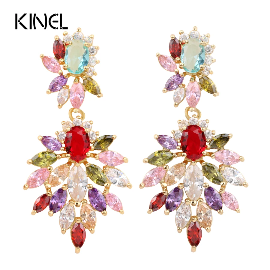 

Luxury CZ Zircon Earings Fashion Jewelry Color Gold Vintage Big Pendant Earrings For Women 2016 New