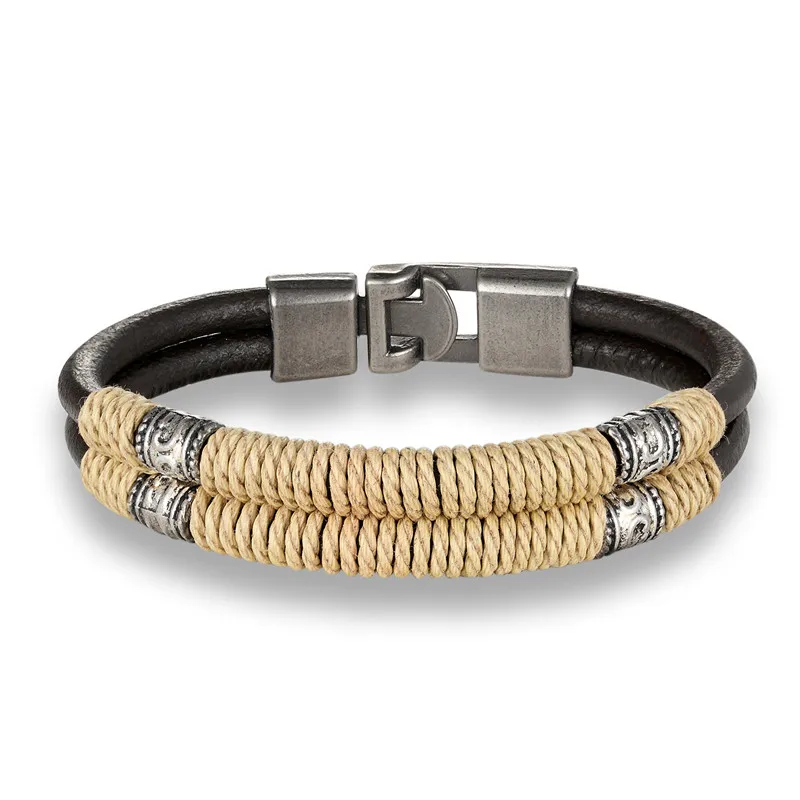 Трендовые браслеты, настоящие плетеные кожаные браслеты, мужские браслеты для женщин, femme pulseira masculina couro mujer - Окраска металла: PG497