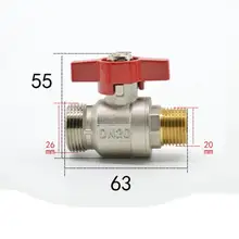 DN20 G 3/" BSP Мужской обратиться к DN15 G 1/2" BSP Мужской латунный шаровой клапан для воды, газа, масла Порты и разъёмы размер 15 мм с красной ручкой