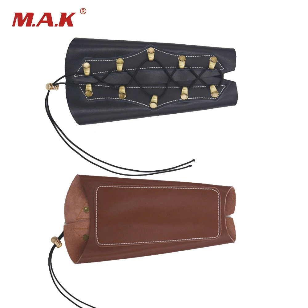 

2 color Traditional Arm Guard Leather with Adjustable Black Nylon Rope Protector Arm For Recurve Bow Archery Hunting Shooting