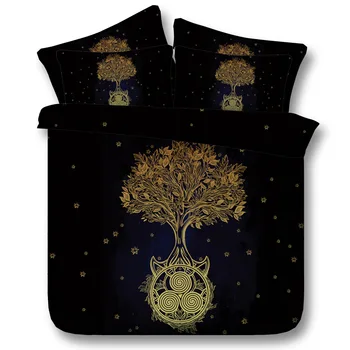 

Golden fortune tree Digital print Bedding Set Quilt Cover Design Bed Set Bohemian a Mini Van Bedclothes 3pcs JF142