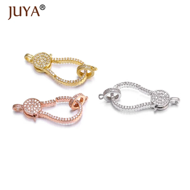 Juya Supplies For Jewelry Wholesale Luxury Zirconia Clasps Hooks Accessories For Making Bracelets Necklaces DIY Craft