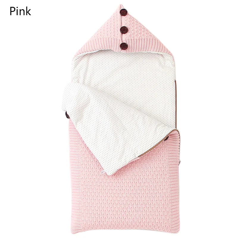 Baby Winter Sleeping Bag For 0~12M Thickening Anti-kick Quilt Zipper Warm Sleepsacks Infant Windproof Foot Cover - Цвет: Pink