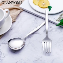 2 шт. столовая Сервировочная Ложка Вилка, кофейная ложка из нержавеющей стали, дессертная посуда дуршлаг фруктовая вилка приборы для салата посуда