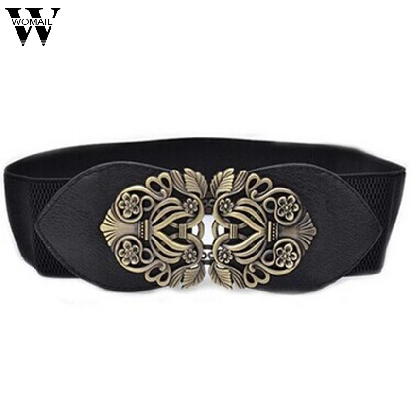 Summer Lady Fashion Vintage Wide Elastic Belt Women Stretch Buckle ...