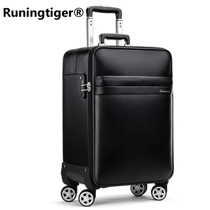 

Luxury retro men's and women's travel luggage suitcase, waterproof PVC leather belt pulley, 16"24" rolling business trolley case