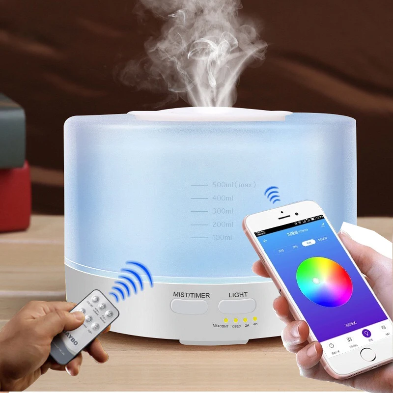 

550ML Aromatherapy Diffuser With APP Remote Control Essential Oil Diffuser 7 Color LED Lights For Home Ultrasonic Air Humidifier
