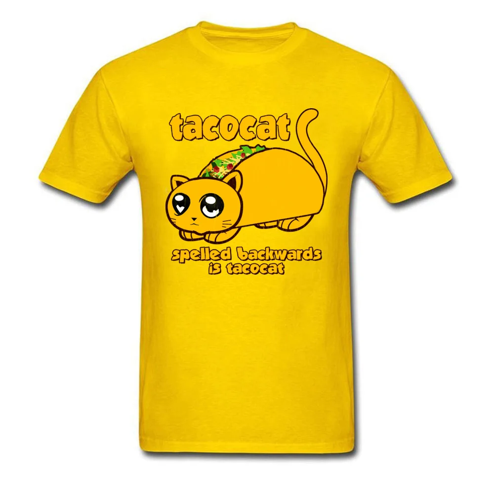 Oversized Men Tops T Shirt Funny tacocat vintage distressed look Top T-shirts All Cotton O-Neck Short Sleeve Tee-Shirt Summer Funny tacocat vintage distressed look yellow