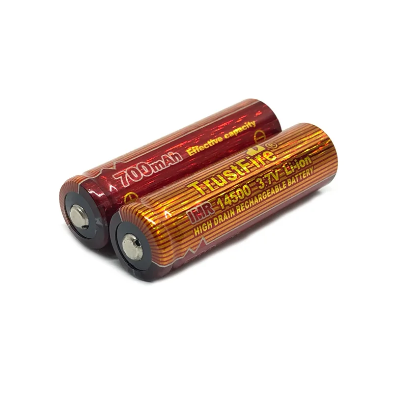 

2PCS/LOT Trustfire IMR 14500 3.7V 700mAh Rechargeable Battery Li-ion Lithium High Drain Batteries For Led flashlights