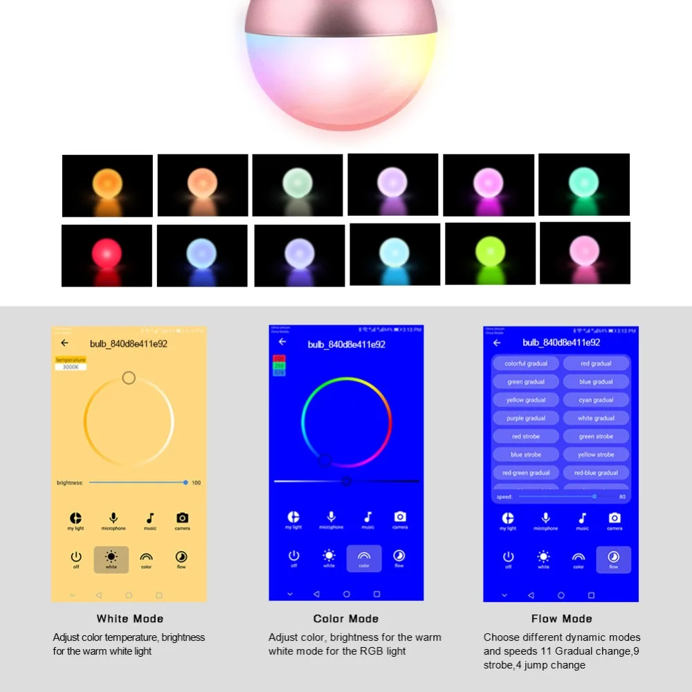 LED Light Bulb E27 Smart Lamp E14 7W with APP WIFI Remote Control B22