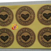 Новинка! 500 шт/партия ручная работа с любовь стикер крафт Печать этикетка наклейка спасибо круг точка стикер s