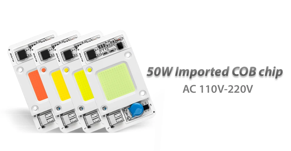 Hontiey светодиодный 50 Вт COB лампа Smart IC AC 220 В Драйвер Белый теплый холодный полный спектр прожектор флип чип лампа трубка DIY