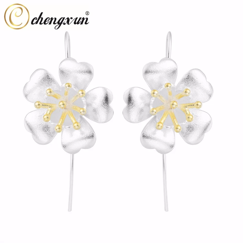 

CHENGXUN 1 Pair Classic Large Stamen Flower Long Hook Earrings for Women Girls Bohemia Earrings Jewelry Wedding Party