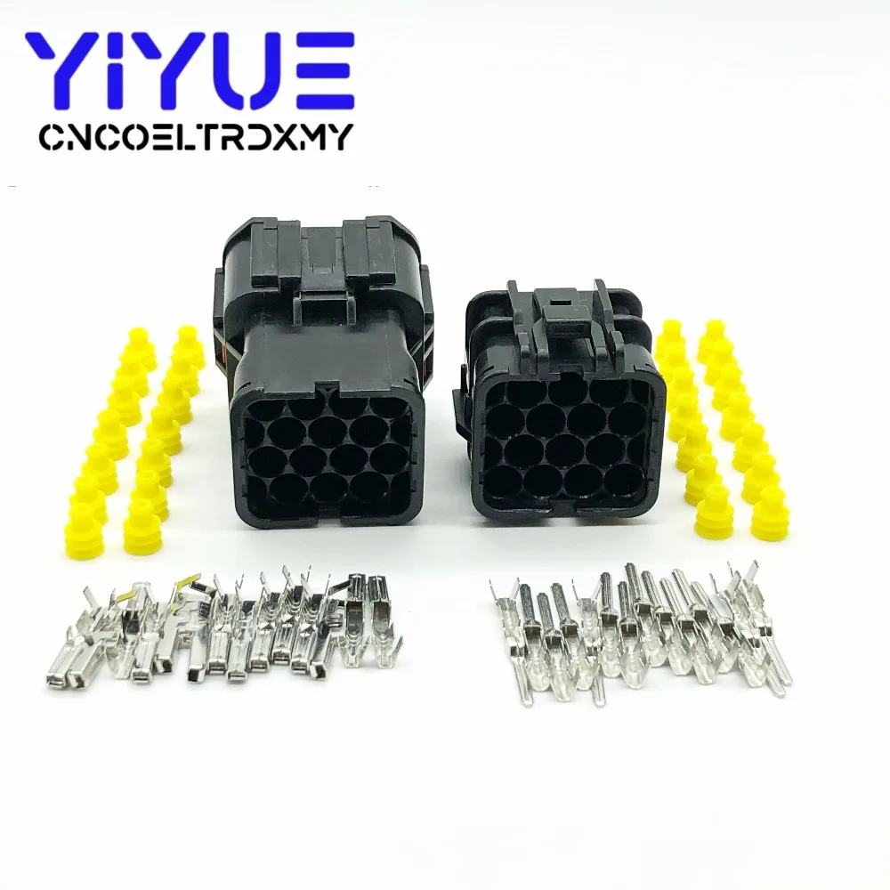 KET 5 Sets 14 Pin black Female Male Waterproof Electrical Wire Connector Plug Auto Connectors (4)