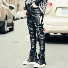 Новинка, Мужская одежда, певица, для выступлений, много карманов, украшение, нитки, Прошитые, шаровары, кожаные штаны, костюмы