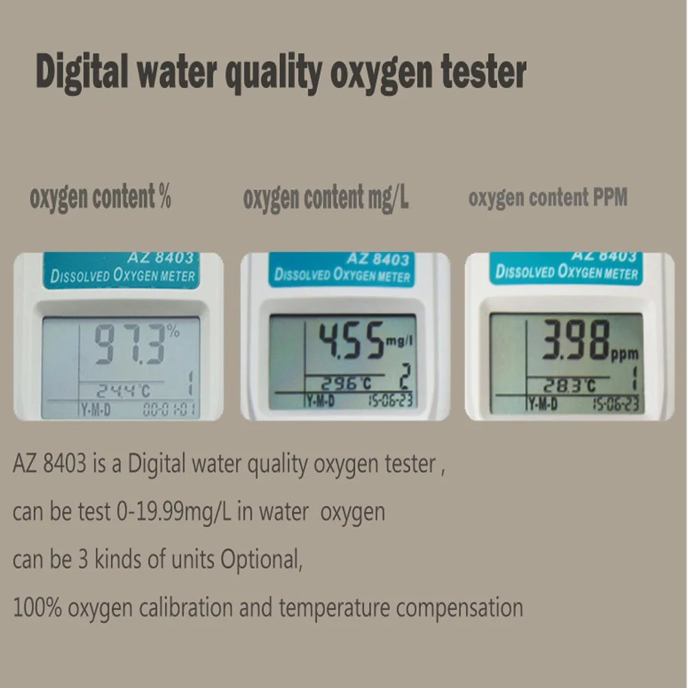  AZ8403 Oxygen analyzer meter aquarium oxygen density sensor Probe Portable dissolved oxygen meter w