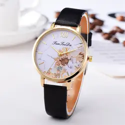 Часы для женщин стильные роскошные модный кожаный браслет Аналоговые Кварцевые Круглый наручные часы Relogio Feminino женские часы