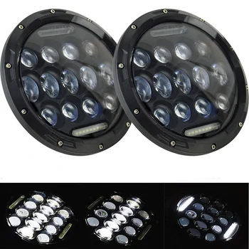 

7 Inch 75w Round Black Led Headlights With DRL Hi/lo Beam For Jeep Wrangler Jk Tj Harley Davidson Motorcycle Car 7" Led Headlamp