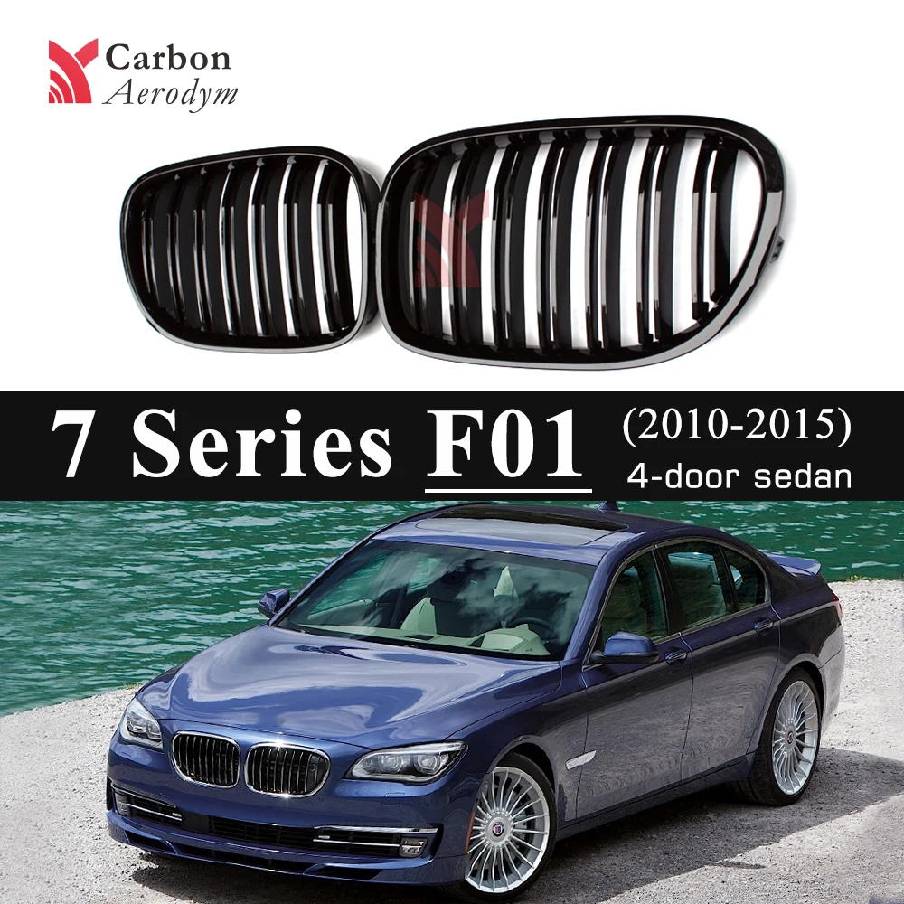 

ABS Dual Lines Gloss Black Racing Grilles For BMW 7 Series F01 F02 F03 F04 2009-2015 Car Front Grill