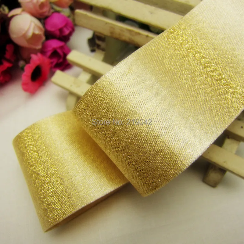 MD921107 Бесплатная доставка 38 мм Золотая шелковая Рождественская лента для