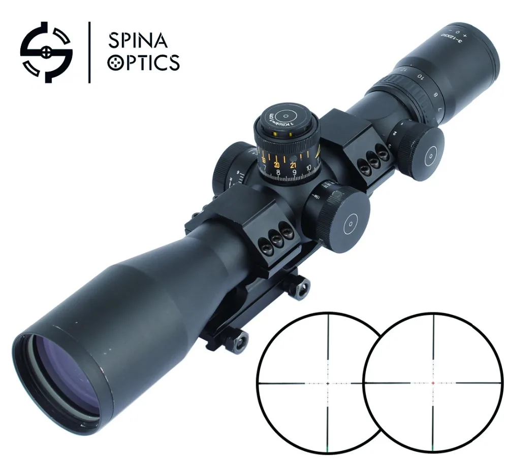 

SPINA OPTICS Rifle Scope 3-12x50 First Focal Plane 34mm Tactical with Illuminated Reticle for Air Gun Night Hunting