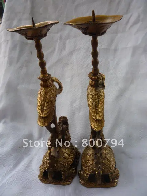 

Rare Distinctive Qing Dynasty Statue copper lampstand,a pair,Free shipping