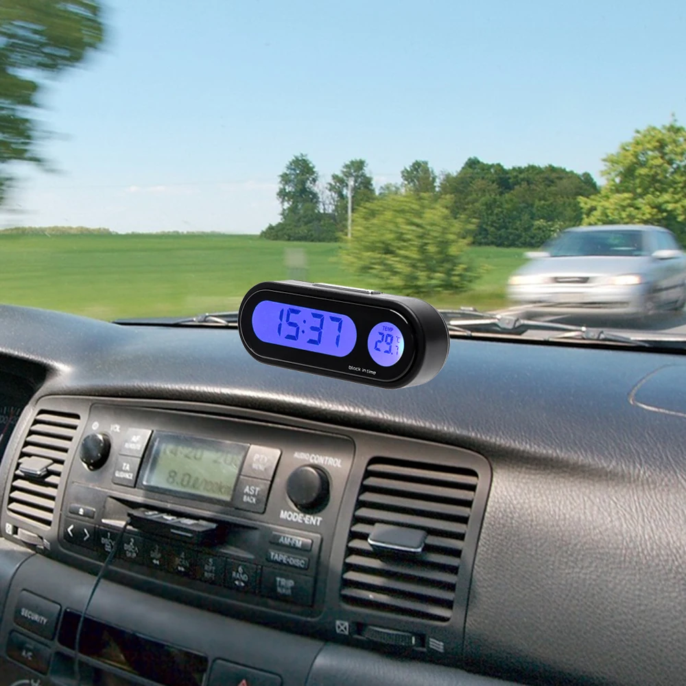 2 в 1 автомобильные цифровые часы авто часы Автомобильный термометр гигрометр декоративные часы с орнаментом в автомобиле-Стайлинг
