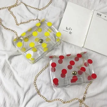 

New Women Clear Messenger Bag Transparent Girls Crossbody Handbag PVC Dot Ladies Jelly Shoulder Bag Phone Bag Clutch Purse