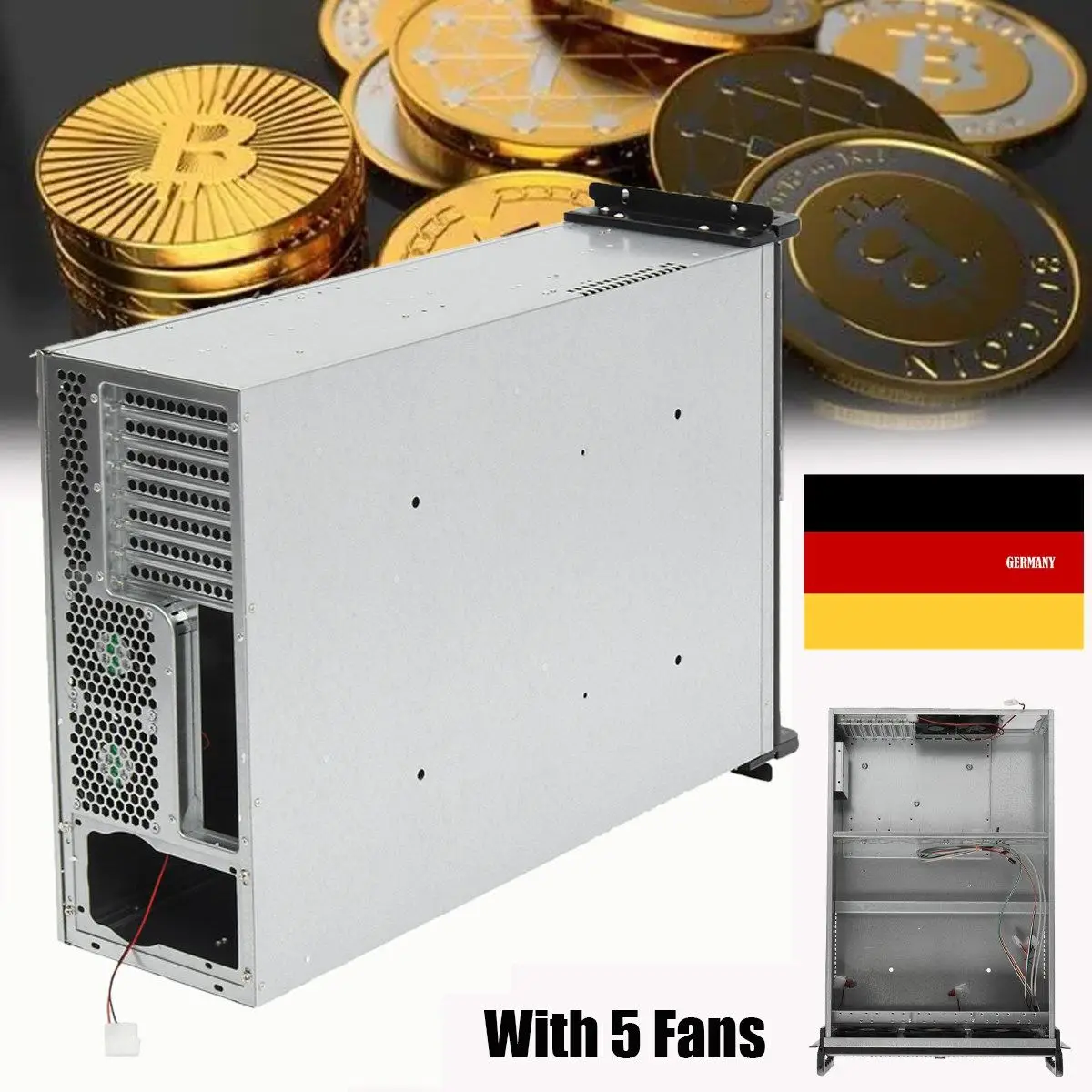 

4U Mining Machine With 5 Fans Mining Frame Rig Graphics Case For 6 GPU