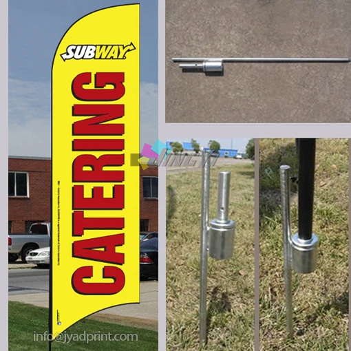 Feather Beach Advertising Flag Pole Banner Stand With Print Both