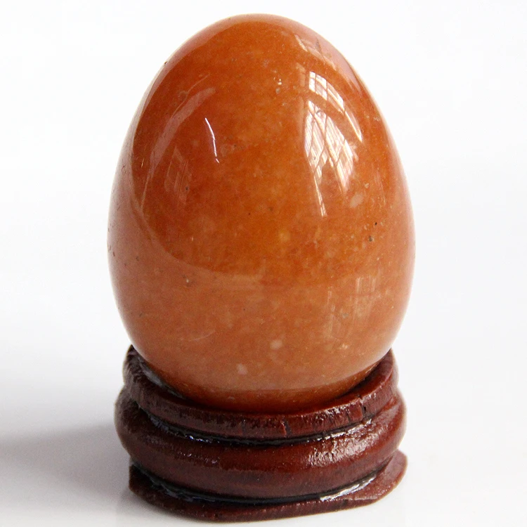

2015 40*30mm Red Green Aventurine quartz crystal Eggs With wood stand Natural Gemstone Chakra Healing Reiki Stone Carved Crafts