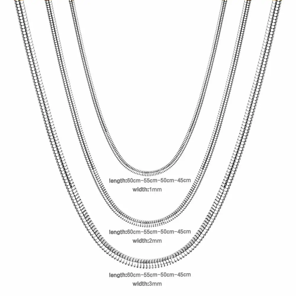 Роскошные стальные стандартные ожерелья-цепочки в виде змеи из нержавеющей стали с золотым/серебряным покрытием ожерелья с застежкой-лобстером для подвесок