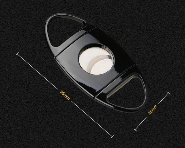 Высококачественные гаджеты из черной нержавеющей стали с острыми двойными лезвиями резак для сигар с черным кожаным чехлом