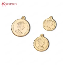 4 шт. 13*15 мм 15*18 мм 18*21 мм 24x21 мм 24 К золотой цвет латунь королева Англии монета Подвески Diy ювелирных изделий Аксессуары