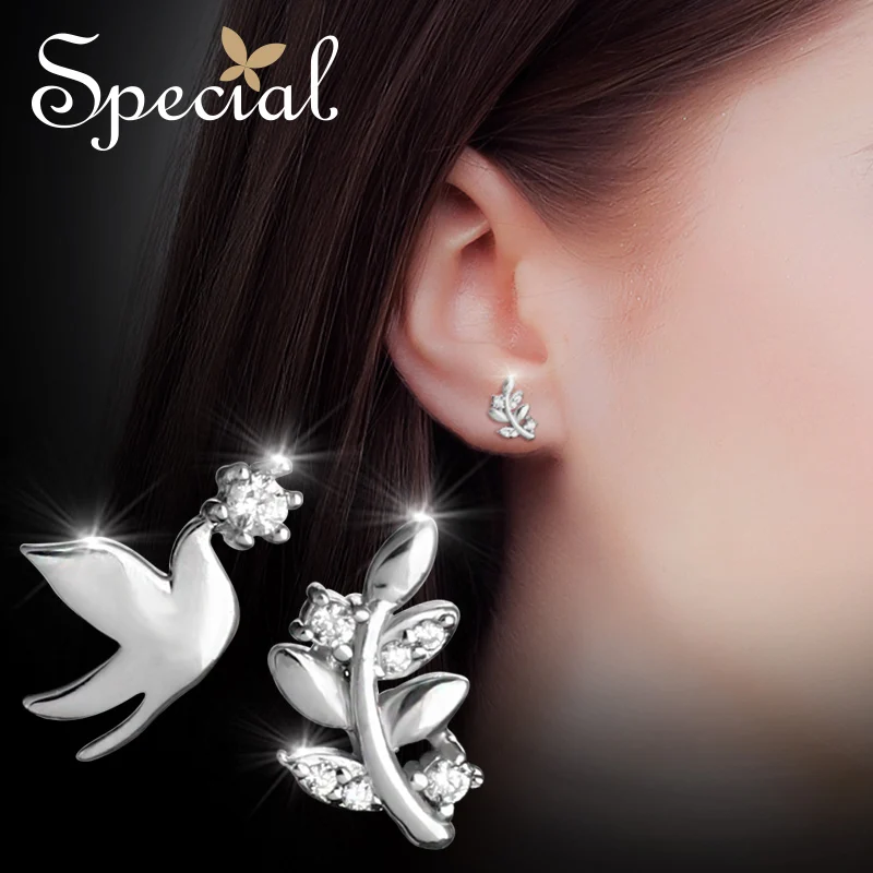 

Special Chic Animal Stud Earrings 925-Sterling-Silver Ear Pins Flower Earrings Birds Jewelry Gifts for Women S1899E