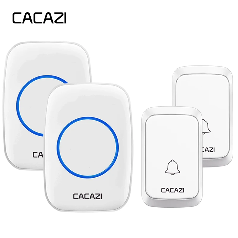 

CACAZI Home Waterproof Wireless Doorbell LED Light Battery Button 300M Remote Cordless Calling Bell US EU Plug 4 Volume 58 Chime