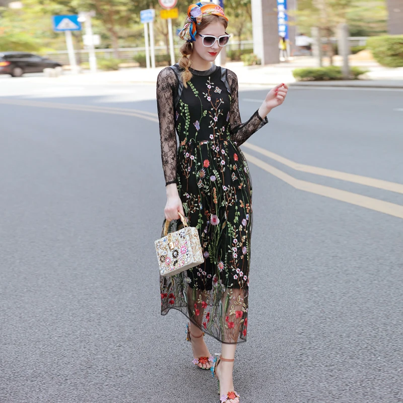 black sheer dress with flowers