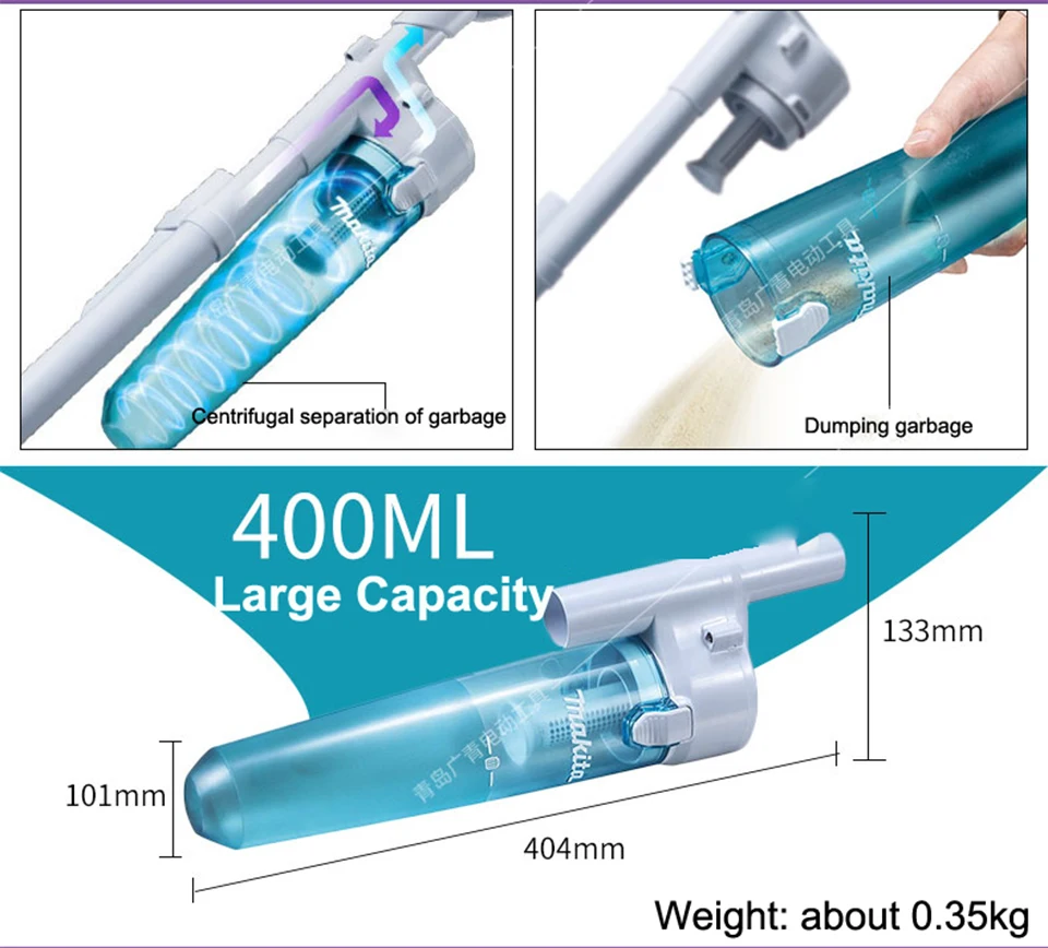 Японский пылесос Makita CL107 CL18 для сбора пыли, внешний фильтр-сепаратор мусора 400 мл, большая емкость