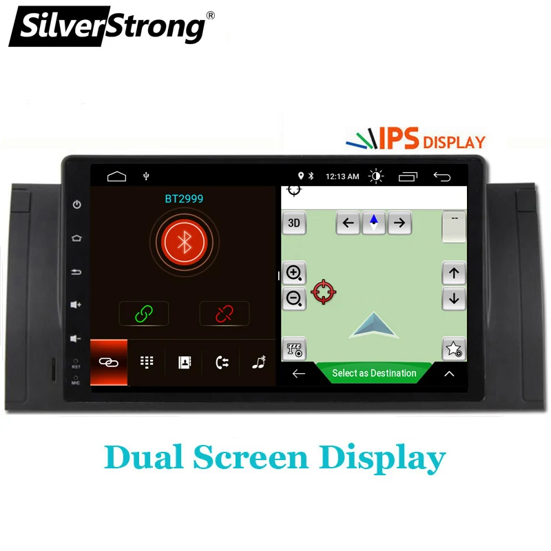 Sale SilverStrong Android9.0 Car 2DIN GPS Radio tape recorder stereo For BMW E53 E39 X5 Stereo navigation 1