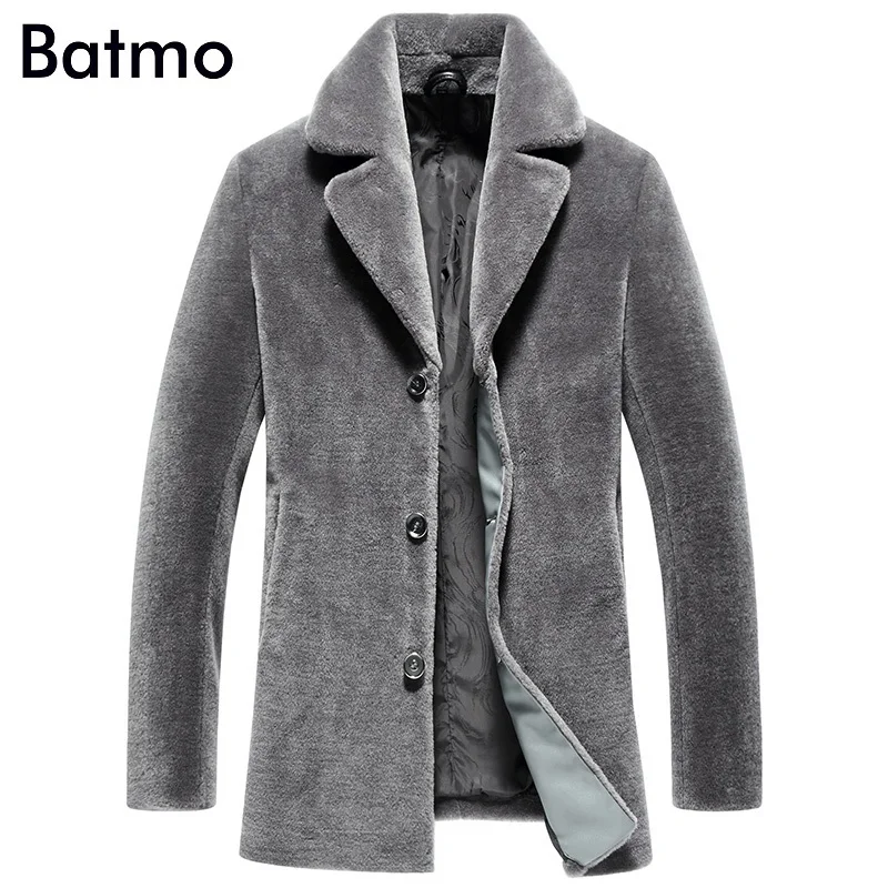 Batmo Новое поступление зимняя высококачественная шерстяная Мужская куртка из овчины, повседневная мужская шуба, большие размеры L-4XL ZC048 - Цвет: suits collar