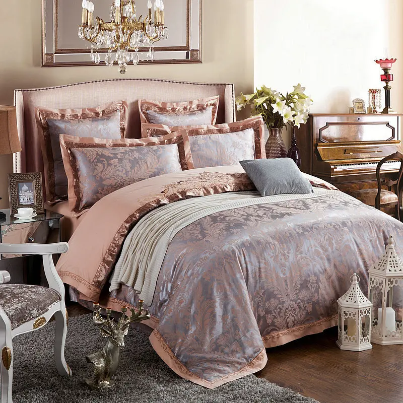 4 шт. Комплект постельного белья из шелка сатина и жаккарда|king size|bedding setlinen bedding set |