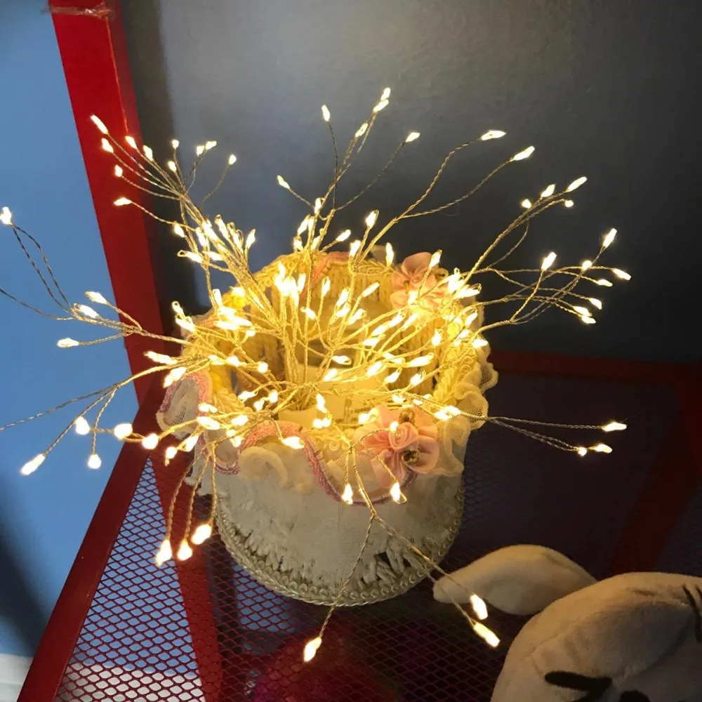 Amagle Рождественский светильник s светодиодный струнный светильник Starburst фейерверк лампа гирлянда украшение Сказочный светильник на батарейках праздничный светильник s